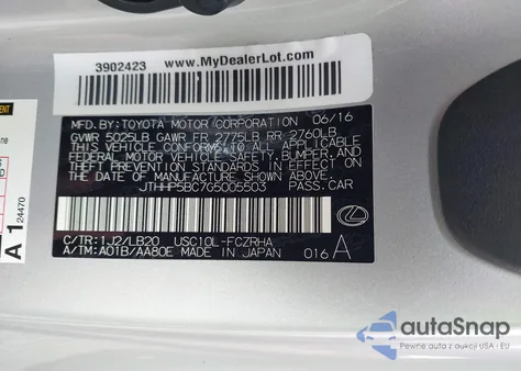 2016 Lexus Rc F z USA, uszkodzony, nr VIN JTHHP5BC7G5005503